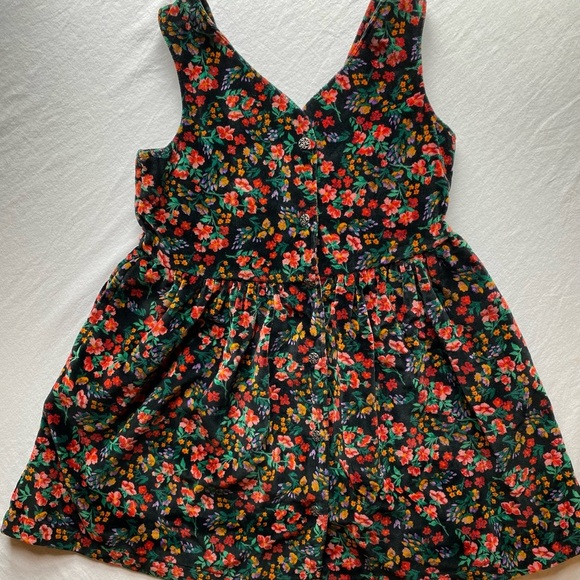 Vintage 90s GAP Floral Velvet Kids Button up Dress - Girls XXS - Picture 1 of 8